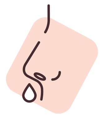 Alerji burnu, illüstrasyon, beyaz arkaplanda vektör.