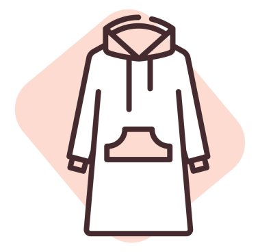 Giysi kapüşonlu elbise, illüstrasyon, beyaz arka planda vektör.