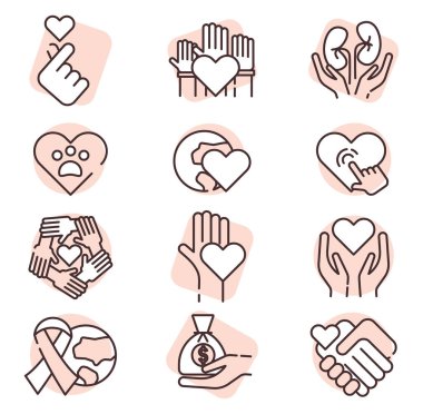 Bağış ve bağış, illüstrasyon, beyaz arkaplanda vektör.