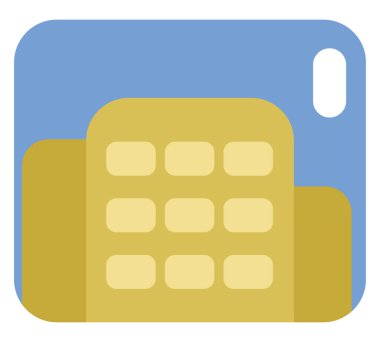 Şehir binaları, illüstrasyon, beyaz arkaplanda vektör.