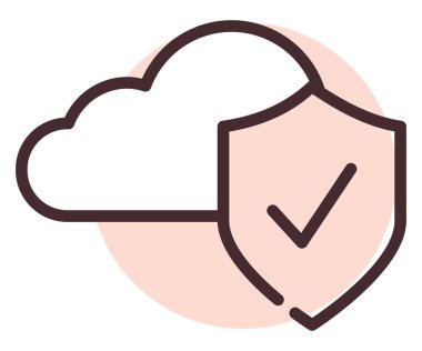 Siber bulut güvenliği, illüstrasyon, beyaz arkaplan üzerindeki vektör.