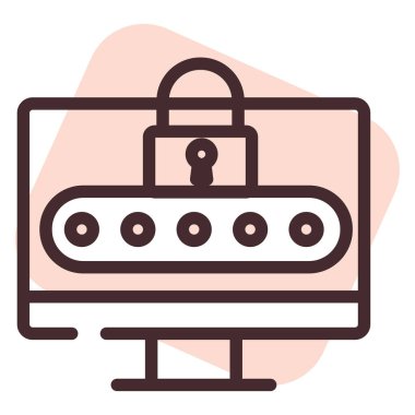 Siber güvenlik pimi, illüstrasyon, beyaz arkaplan üzerindeki vektör.