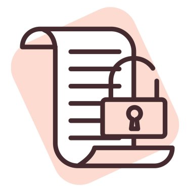 Siber güvenlik belgesi, illüstrasyon, beyaz arkaplan üzerindeki vektör.