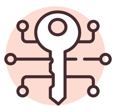 Siber güvenlik anahtarı, illüstrasyon, beyaz arkaplan üzerindeki vektör.