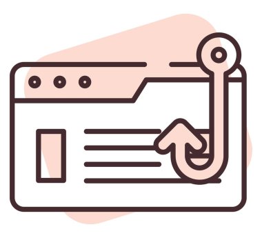 Siber güvenlik balıkçılığı, illüstrasyon, beyaz arkaplan üzerindeki vektör.