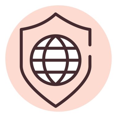 Siber güvenlik küresel, illüstrasyon, beyaz arkaplan üzerindeki vektör.