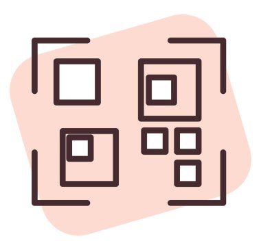 Siber güvenlik QR kodu, illüstrasyon, beyaz arkaplan üzerindeki vektör.