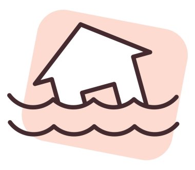 Felaket seli, illüstrasyon, beyaz arkaplan üzerindeki vektör.