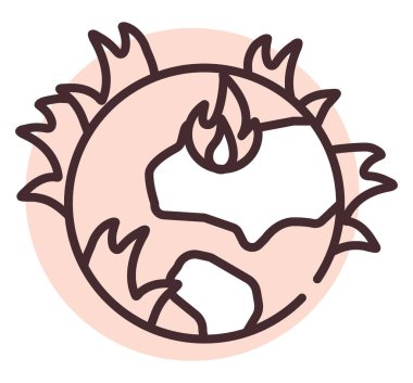 Dünya çapında felaket küresel ısınma, illüstrasyon, beyaz arka plan vektörü.