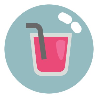 Pembe bardak meyve suyu, illüstrasyon, beyaz arkaplanda vektör..