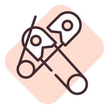 Hobi dikiş iğneleri, illüstrasyon, beyaz arkaplanda vektör.