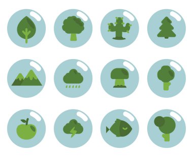 Yeşil doğa, illüstrasyon, beyaz arkaplan üzerindeki vektör.