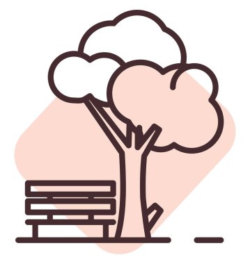 Park bankı, illüstrasyon, beyaz arkaplan vektörü.