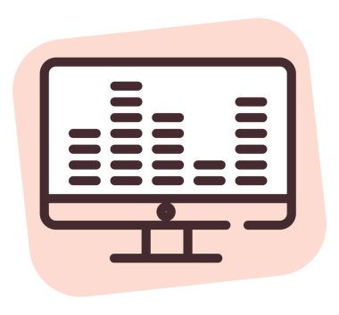 Ortam pc müziği, illüstrasyon, beyaz arkaplan üzerinde vektör oynat.