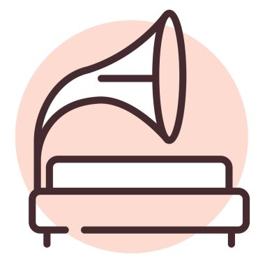 Beyaz arkaplanda ortam gramofonu, illüstrasyon, vektörü oynat.