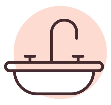 Tesisat çelik lavabo, illüstrasyon, beyaz arkaplan vektörü.