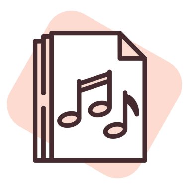 Medya müzik kitabı, illüstrasyon, beyaz arkaplan üzerindeki vektörü oynat.