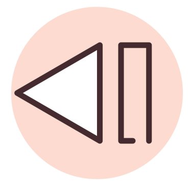 Beyaz arkaplanda ortam geri sarma düğmesi, illüstrasyon, vektörü oynat.