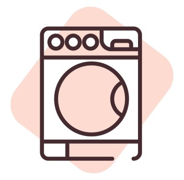 Tesisat çamaşır makinesi, illüstrasyon, beyaz arkaplan vektörü.