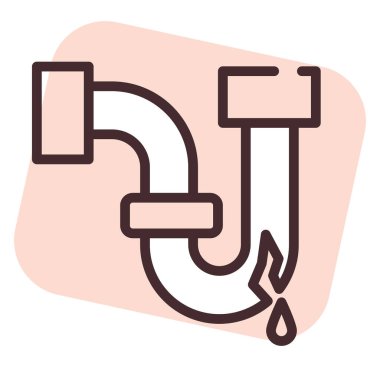 Boru sızıntısı, illüstrasyon, beyaz arkaplan vektörü.