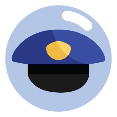 Polis şapkası, illüstrasyon, beyaz arkaplan vektörü.