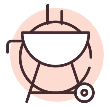 Havuz ve plaj bbq, illüstrasyon, beyaz arkaplanda vektör.