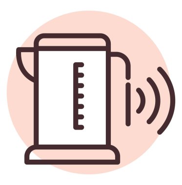 Akıllı ev mutfağı ısıtıcısı, illüstrasyon, beyaz arka planda vektör.