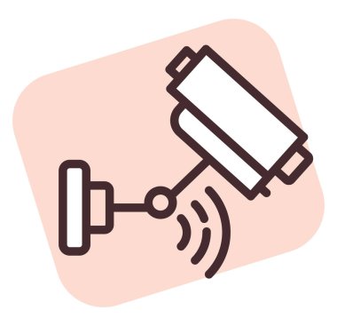 Akıllı ev güvenlik kamerası, illüstrasyon, beyaz arkaplan üzerindeki vektör.