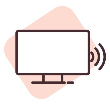 Akıllı ev televizyonu, illüstrasyon, beyaz arkaplan üzerindeki vektör.