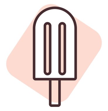 Yaz dondurması çubukta, illüstrasyon, vektör beyaz arka planda.