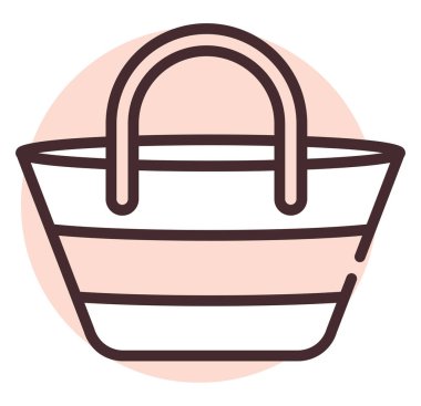 Yaz kumsalı çantası, illüstrasyon, beyaz arkaplan vektörü.