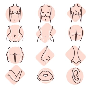 Vücut yeniden yapılandırma ameliyatı, illüstrasyon, beyaz arkaplanda vektör.