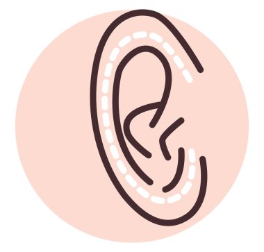 Kulak ameliyatı, illüstrasyon, beyaz arkaplan vektörü.