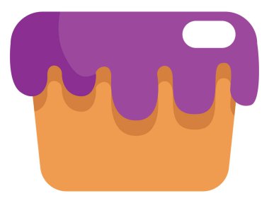 Mor kremalı tatlı pasta, illüstrasyon, beyaz arka planda vektör.