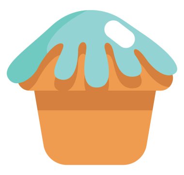 Neon yeşil kremalı tatlı kek, illüstrasyon, beyaz arka planda vektör..