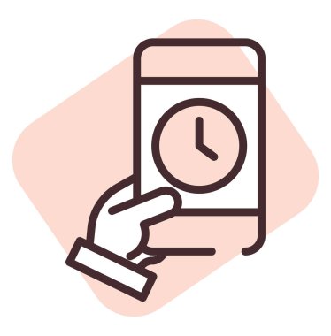 Mobil saat, illüstrasyon, beyaz arkaplan üzerindeki vektör.