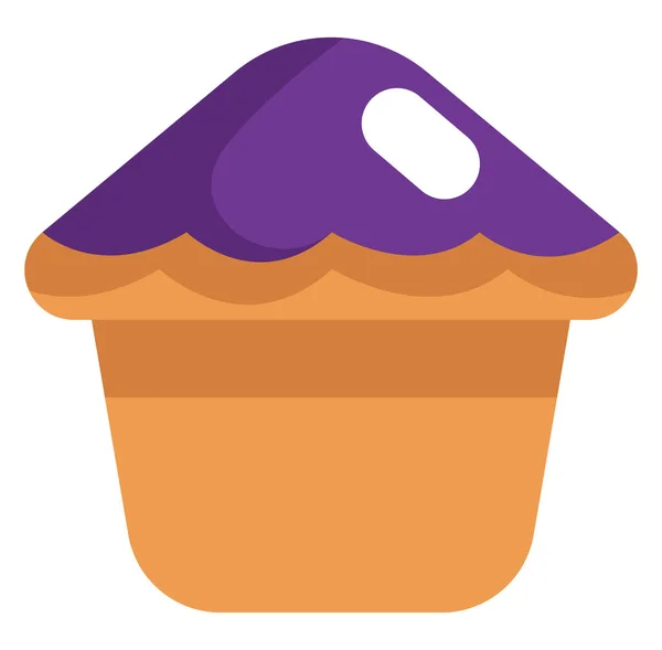 Cupcake Com Topping Roxo Ilustração Vetor Sobre Fundo Branco —  Vetores de Stock