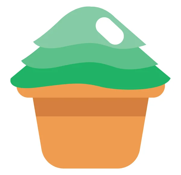 緑のカップケーキイラスト白い背景のベクトル — ストックベクタ