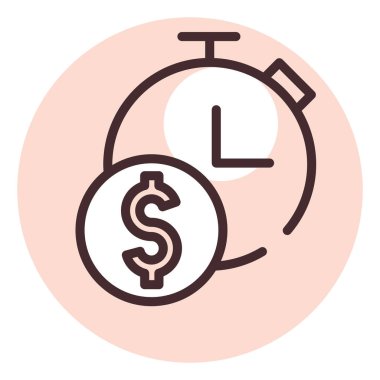 Para ve zaman, illüstrasyon, beyaz arkaplan üzerindeki vektör.