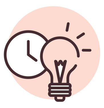 Beyaz arkaplan üzerindeki fikir zamanı, illüstrasyon, vektör.