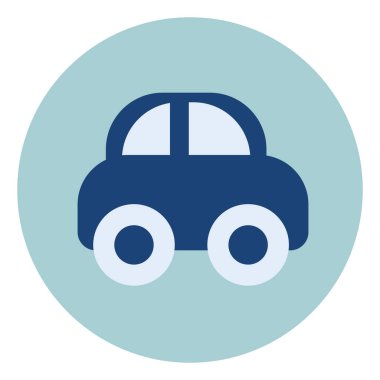 Beyaz lastikli mavi araba, illüstrasyon, beyaz arka planda vektör.