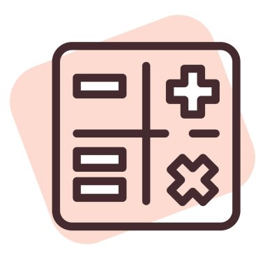 Beyaz arkaplanda UI hesap makinesi, illüstrasyon, vektör.