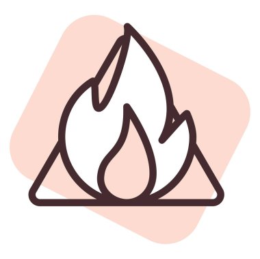 Uyarı işareti ateşi, illüstrasyon, beyaz arkaplan üzerindeki vektör.