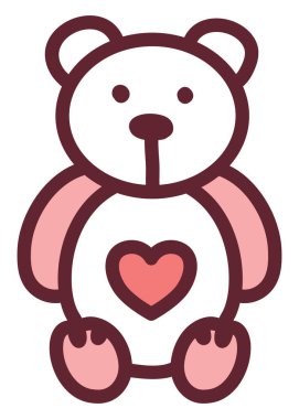 Sevgililer Günü ayısı, illüstrasyon, beyaz arkaplanda vektör.