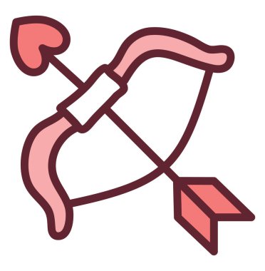 Sevgililer Günü yayı ve oku, illüstrasyon, beyaz arkaplandaki vektör.