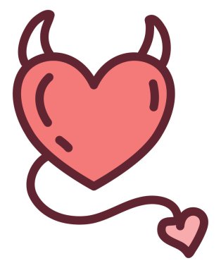 Sevgililer günü şeytan kalbi, illüstrasyon, beyaz arka planda vektör..