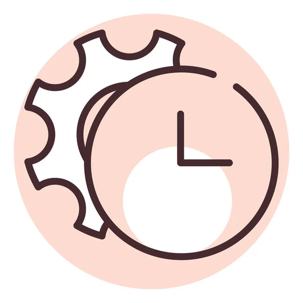 Reloj Tiempo Con Engranaje Ilustración Vector Sobre Fondo Blanco — Archivo Imágenes Vectoriales