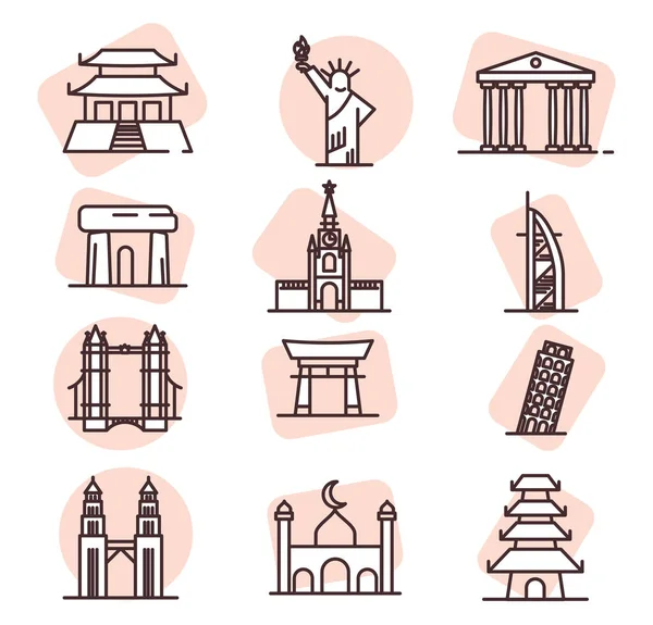 Set Icone Viaggio Illustrazione Vettore Sfondo Bianco — Vettoriale Stock