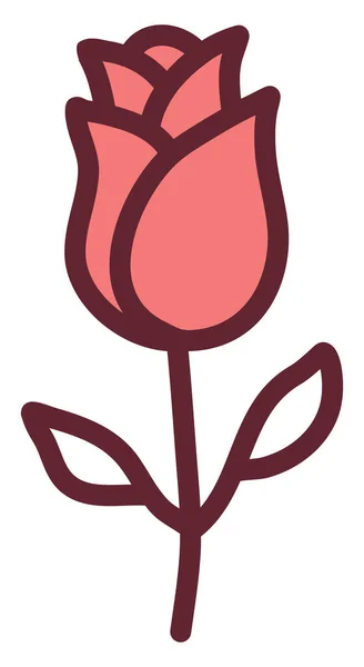 Día San Valentín Rosa Flor Ilustración Vector Sobre Fondo Blanco — Vector de stock