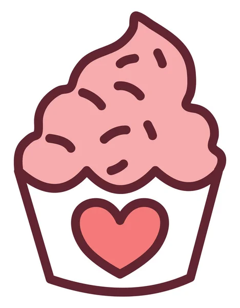 Valentinstag Cupcake Illustration Vektor Auf Weißem Hintergrund — Stockvektor